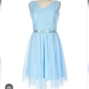 Meetjen Baby Blue Sequin & Tulle Formal Midi Dress    Size XL